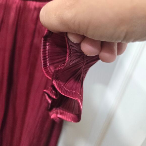 Blu Pepper Burgundy Puff Sleeve Satin Mini Dress Square Neck S - Picture 5 of 6